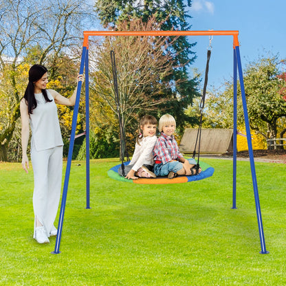 Kids Swing Set with Heavy Duty A-Frame Metal Swing Stand, 40" Saucer Swing, for Backyard, Playground, 550lbs Capacity