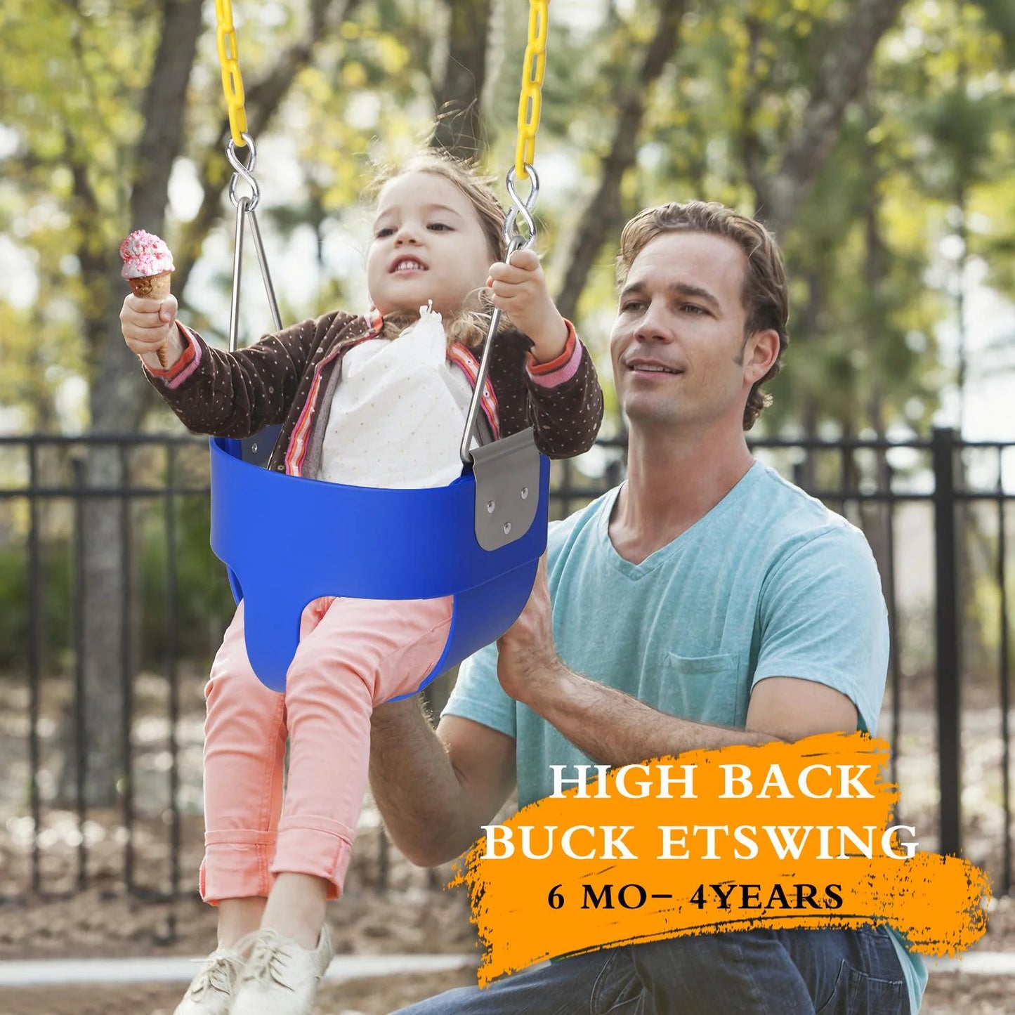 High Bucket Swing for Toddler, Seat Children Swing Set