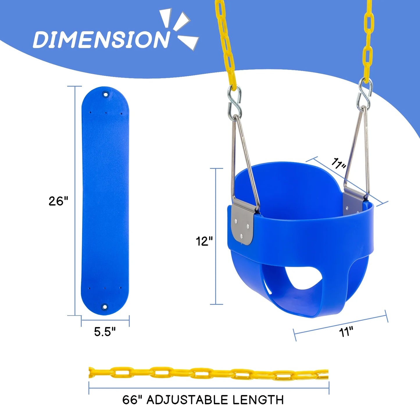 2 Pack Toddler Swing Seat Set, High Back Full Bucket Swings for Park, Garden, Playground Swing Set Accessories