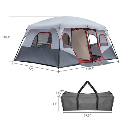 10 Person Tent Family Camping Cabin Huge Tent with Carry Bag