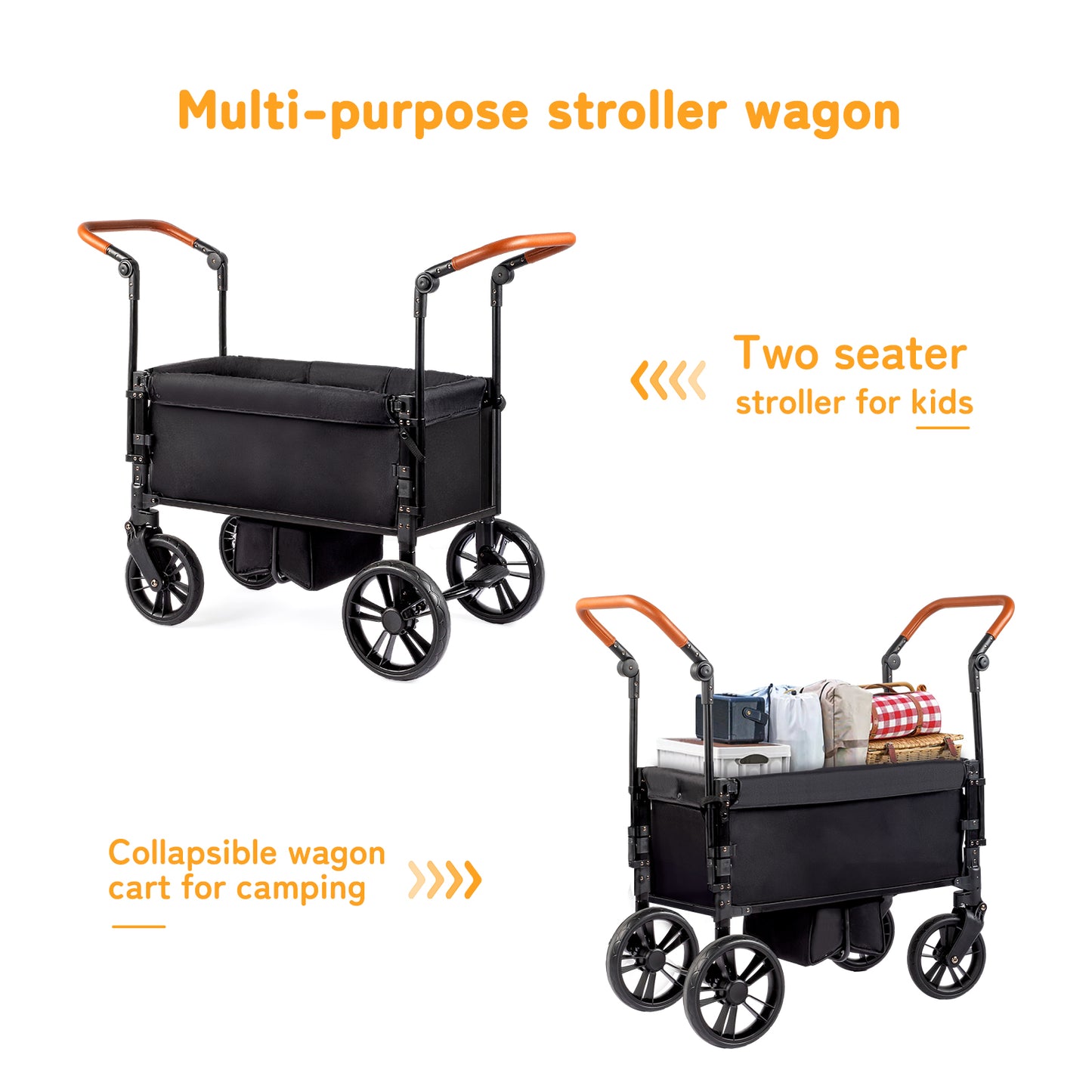 2 Seat Stroller Wagon with Footwell