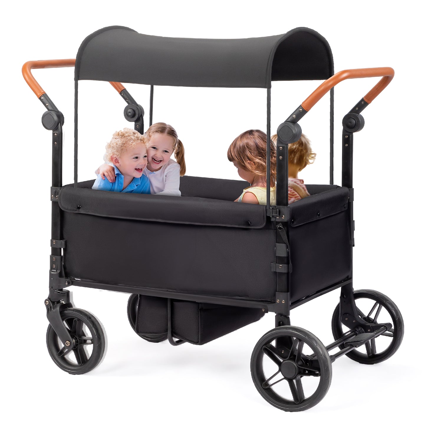 4 Seat Stroller Wagon with Footwell Black