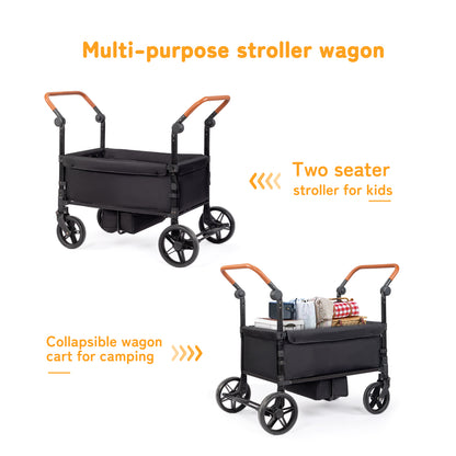 4 Seat Stroller Wagon with Footwell Black