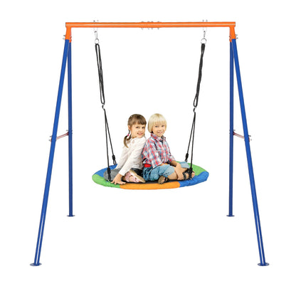 Kids Swing Set with Heavy Duty A-Frame Metal Swing Stand, 40" Saucer Swing, for Backyard, Playground, 550lbs Capacity