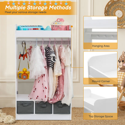 Kids Wardrobe with 3 Non-Woven Drawers