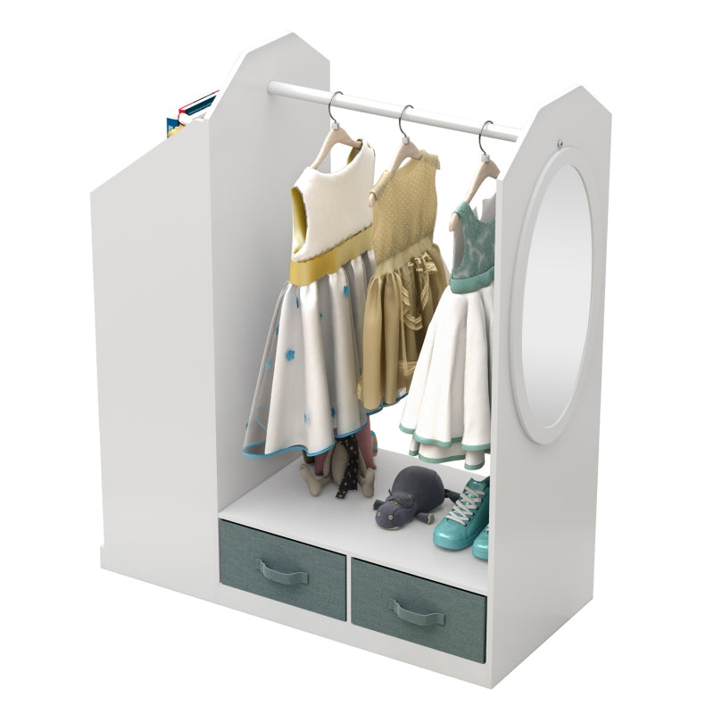 Kids Wardrobe Costume Organizer Portable Storage Closet w/ Hanging Clothing Rack Rod