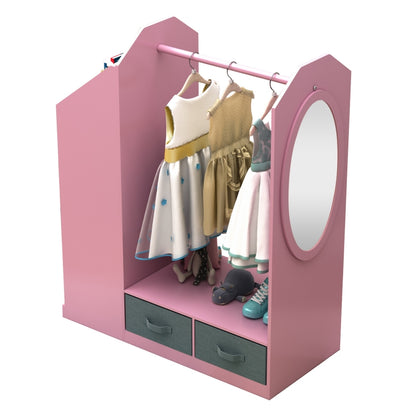 Kids Wardrobe Costume Organizer Portable Storage Closet w/ Hanging Clothing Rack Rod