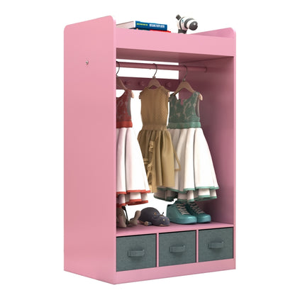 Kids Wardrobe with 3 Non-Woven Drawers